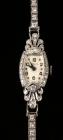 Lady's Vintage, Diamond, Platinum, 14K White Gold Wristwatch