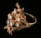 Lady's Diamond, 14K Yellow Gold Freeform Nugget Design Ring