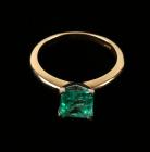 Lady's Emerald Solitaire, 14K Yellow Gold Ring