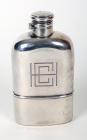 Compact Antique Sterling Silver and Glass Flask