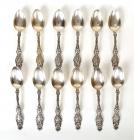 12 Large Antique Sterling Silver Spoons W. K. Vanderslice, San Francisco Late 19th Century