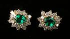 Emerald, Diamond, 18K Yellow Gold Earrings