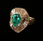 Emerald, Diamond, 18K Yellow Gold Ballerina Style Ring