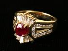 Lady's Ruby, Diamond, 14K Yellow Gold Ring