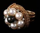 Cultured Pearl, Diamond, 14K Yellow Gold Ring