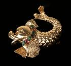 Colored Stone, 14K Yellow Gold Koi Fish Design Pendant