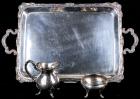 Large Sterling Silver Serving Tray, Pitcher and Bowls