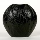 Lalique "Filicaria" Pillow Shaped Vase in Black Leaded Glass