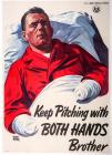 Vintage World War II "Keep Pitching with Both Hands Brother" Recruitment Poster