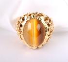 Tiger Eye, 14K Yellow Gold Nugget Style Ring