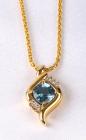 Blue Topaz, Diamond, 14K Yellow Gold Pendant & Chain