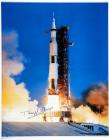 1980s Buzz Aldrin signed Apollo 11 large NASA launch color litho