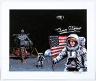 Buzz Aldrin & artist signed Apollo 11 lunar surface poster