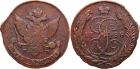 Catherine II, 1762-1796, 5 Kopecks 1788 MM. 46.23 gm. Overstruck on 1762 10 Kopecks. Bit 528, B 271, Uzd 2791. Choice fo