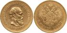 Alexander III, 1881-1894, 5 Roubles 1886 AÃ. GOLD. Bit 24, Sev 529, Fr 168. Weakly struck reverse.About uncirculated