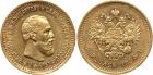 Alexander III, 1881-1894, 5 Roubles 1890 AÃ. GOLD. Bit 35, Sev 538, Fr 168. Typical weakness on some of the reverse shi