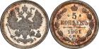 Nicholas II, 1894-1917, 5 Kopecks 1901 ÑÏÁ-ÔÇ. Bit 176, Uzd 2128. Authenticated and graded by PCGS PR 66 CAMEO.Superb br