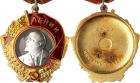 Order of Lenin. Type 4, 1, 1. Award # 63451.23K GOLD and Platinum. Original suspension and ribbon. Condition:Minor mark