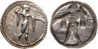 Lucania, Poseidonia (c.530-500 BC). Silver Drachm, 3.63g, 12h. ?O?, Poseidon striding right, naked but for a chlamys dr