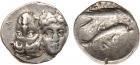 Black Sea Region, Moesia, Istros (c.400-350 BC). Silver Drachm, 5.46g. Two young male heads facing side-by-side, the le