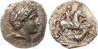 Kingdom of Paeonia, Patraos (340-315 BC). Silver Tetradrachm, 13.06g, 7h. Youthful, laureate head facing right. Rev. ?A