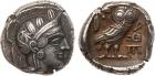 Attica, Athens (after 449 BC). Silver Tetradrachm, 17.43g, 3h. Near Eastern imitation. Head of Athena facing right, we