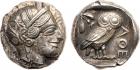 Attica, Athens (c.449-415 BC). Silver Tetradrachm, 17.20g, 8h. Head of Athena facing right, wearing a crested Attic hel