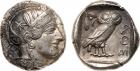 Attica, Athens (c.449-415 BC). Silver Tetradrachm, 17.14g, 1h. Head of Athena facing right, wearing a crested Attic hel