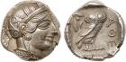 Attica, Athens (c.449-415 BC). Silver Tetradrachm, 17.13g, 4h. Head of Athena facing right, wearing crested Attic helme