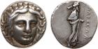 Satraps of Caria, Maussollos (377-353 BC). Silver Tetradrachm, 15.17g, 12h. Mint of Halikarnassos, head of Apollo facing