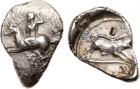 Pamphylia, Aspendos (c.420-380 BC). Silver Drachm, 5.58g, 2h. Horseman galloping left, brandishing a spear. Rev. ???F??