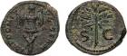 Domitian (AD 81-96). Æ Quadrans, 2.74g, 7h. Mint of Rome, struck AD 84-85. IMP DOMIT AVG GERM, trophy. Rev. S-C, olive