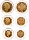 Franz Joseph I (1848-1916). Three Coin Gold Pattern Set. 20-Gulden, 13.32g, 10-Gulden, 7.31g, and 5-Gulden, 4.46g, 1855-