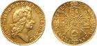 George I (1714-1727). Gold Half-Guinea, 1725, 4.19g. Second laureate head right. Rev. Crowned cruciform emblematic shiel