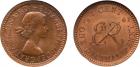 Elizabeth II (1952- ). Bronze Decimal Pattern Penny or Cent, 1961. Young laureate head right, legend surrounding, toot