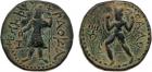 Kushan. Kanishka I (c.127-152 AD). Copper Tetradrachm, 16.59g. Standing king. Rev. Oado advancing left, OA?O (Göbl 783).