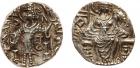 Kushan. Kipanada (c.330-360 AD). Base Gold Dinar, 7.48g. King standing facing, head left, holding trident and lowering h