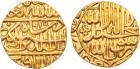 Mughal. Akbar (AH 963-1014; 1556-1605 AD). Gold Mohur, Dar-ul- Khilafat Agra, AH 979, 11g, 21mm. Kalima (KM 106.1). Broa