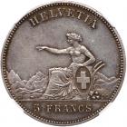 Switzerland. 5 Francs, 1863 NGC AU58