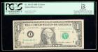 1985, $1 Federal Reserve Note. Turned Suffix Letter in Serial Number. PCGS Fine 15 Apparent