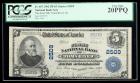 1902, $5 National Bank Note. The First NB, Toms River, NJ. Ch. #2509. PCGS Very Fine 20PPQ