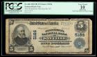 1902, $5 National Bank Note. The Oystermen's NB, Sayville, NY. Ch. #5186. PCGS Very Good 10 Apparent