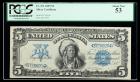 1899, $5 Silver Certificate. PCGS About New 53