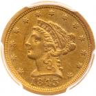 1843-O $2.50 Liberty. Lg Date, Plain 4 PCGS AU55