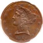 1880 Pattern Half Eagle. Copper, Reeded Edge. Judd-1663. Pollock-1863 Rarity 8