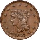 1843 N-8 R3 Petite Head, Small Letters, Repunched 184 NGC graded MS63 Brown