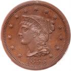 1855 N-10 R6 (as a proof) Italic 55 PCGS graded PR64 Brown, CAC Approved