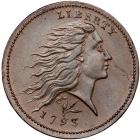1793 S-11c R3- Wreath Cent, Lettered Edge PCGS AU58