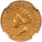 1855 $1 Gold Indian NGC AU53