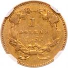 1855 $1 Gold Indian NGC AU53 - 2